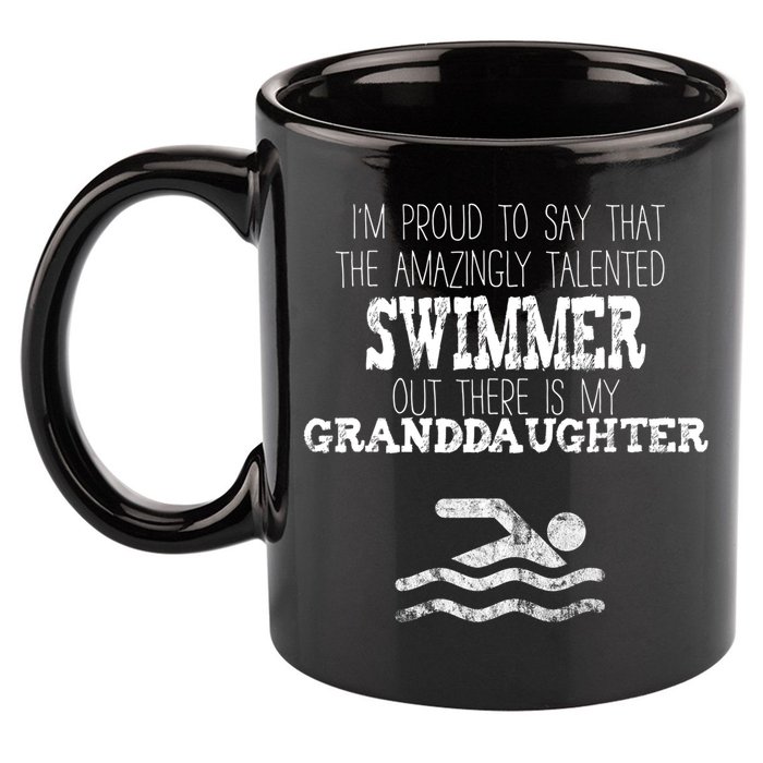 Proud Of Talented Swimmer Granddaughter 11oz C Handle Ceramic Mug