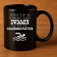 Proud Of Talented Swimmer Granddaughter 11oz C Handle Ceramic Mug