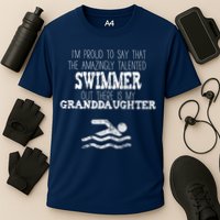 Proud Of Talented Swimmer Granddaughter Cooling Performance Crew T-Shirt