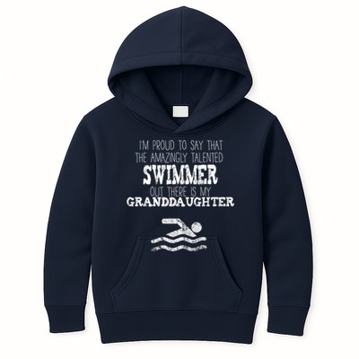Proud Of Talented Swimmer Granddaughter Kids Hoodie