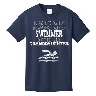 Proud Of Talented Swimmer Granddaughter Kids T-Shirt