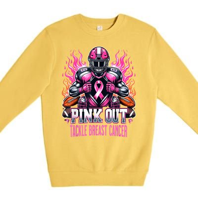 Pink Out Tackle Breast Cancer Awareness Football Premium Crewneck Sweatshirt