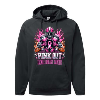 Pink Out Tackle Breast Cancer Awareness Football Performance Fleece Hoodie