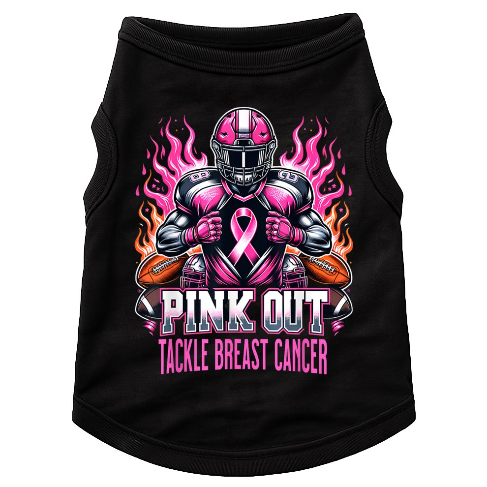 Pink Out Tackle Breast Cancer Awareness Football Doggie Tank