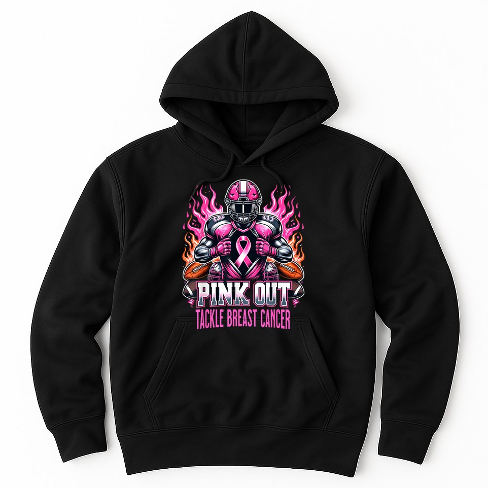 Pink Out Tackle Breast Cancer Awareness Football Hoodie