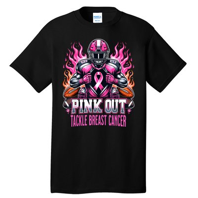 Pink Out Tackle Breast Cancer Awareness Football Tall T-Shirt