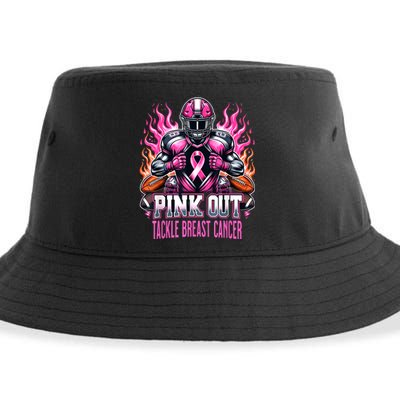 Pink Out Tackle Breast Cancer Awareness Football Sustainable Bucket Hat