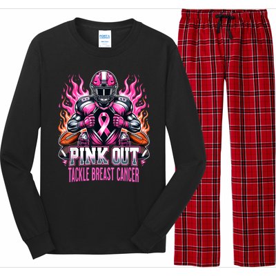 Pink Out Tackle Breast Cancer Awareness Football Long Sleeve Pajama Set