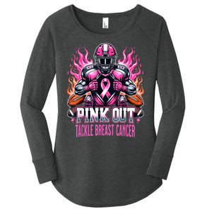 Pink Out Tackle Breast Cancer Awareness Football Women's Perfect Tri Tunic Long Sleeve Shirt