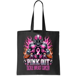 Pink Out Tackle Breast Cancer Awareness Football Tote Bag