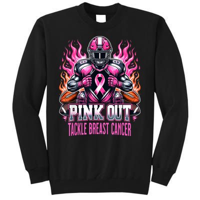 Pink Out Tackle Breast Cancer Awareness Football Tall Sweatshirt