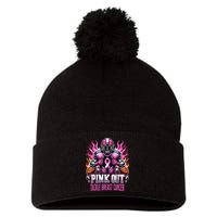 Pink Out Tackle Breast Cancer Awareness Football Pom Pom 12in Knit Beanie