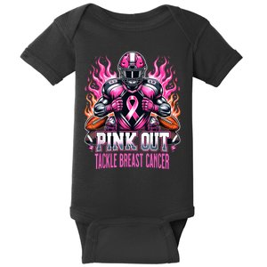 Pink Out Tackle Breast Cancer Awareness Football Baby Bodysuit