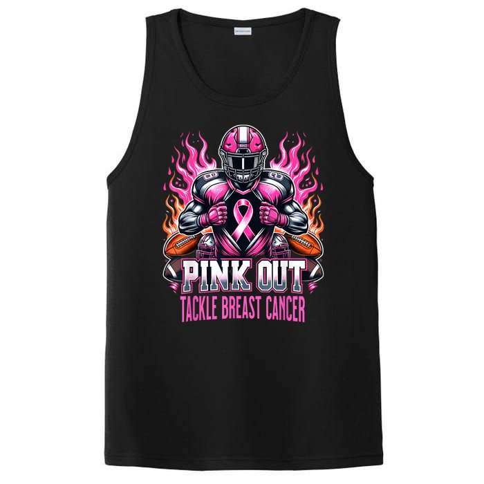 Pink Out Tackle Breast Cancer Awareness Football PosiCharge Competitor Tank