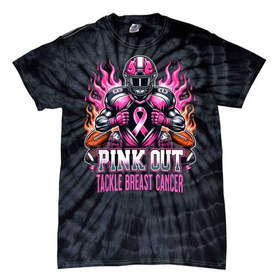 Pink Out Tackle Breast Cancer Awareness Football Tie-Dye T-Shirt