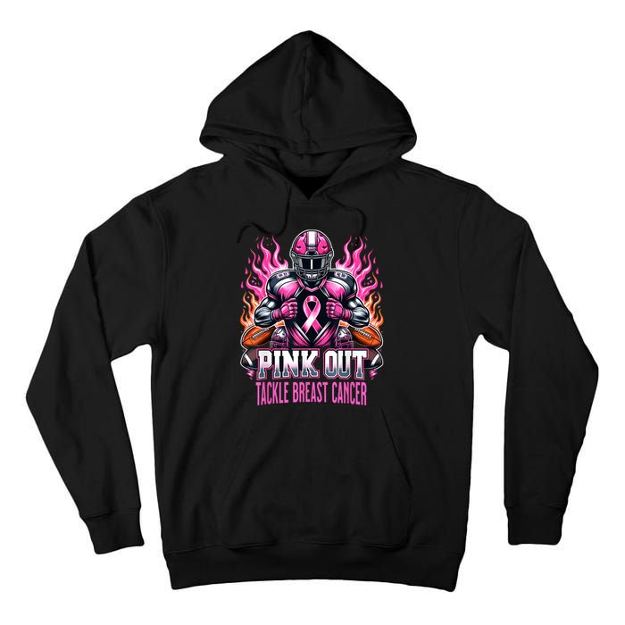 Pink Out Tackle Breast Cancer Awareness Football Tall Hoodie