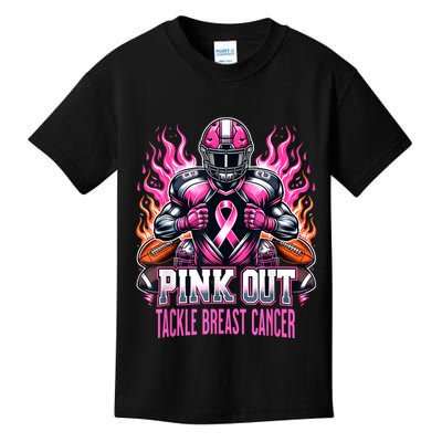 Pink Out Tackle Breast Cancer Awareness Football Kids T-Shirt