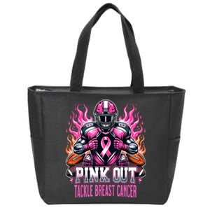 Pink Out Tackle Breast Cancer Awareness Football Zip Tote Bag