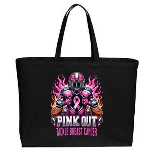 Pink Out Tackle Breast Cancer Awareness Football Cotton Canvas Jumbo Tote