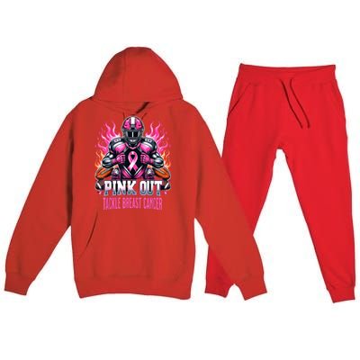 Pink Out Tackle Breast Cancer Awareness Football Premium Hooded Sweatsuit Set