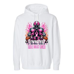 Pink Out Tackle Breast Cancer Awareness Football Garment-Dyed Fleece Hoodie