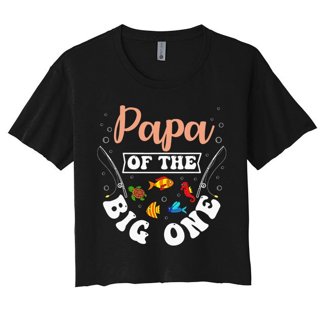 Papa Of The Big One Fishing Birthday Party Bday Celebration Crop Top