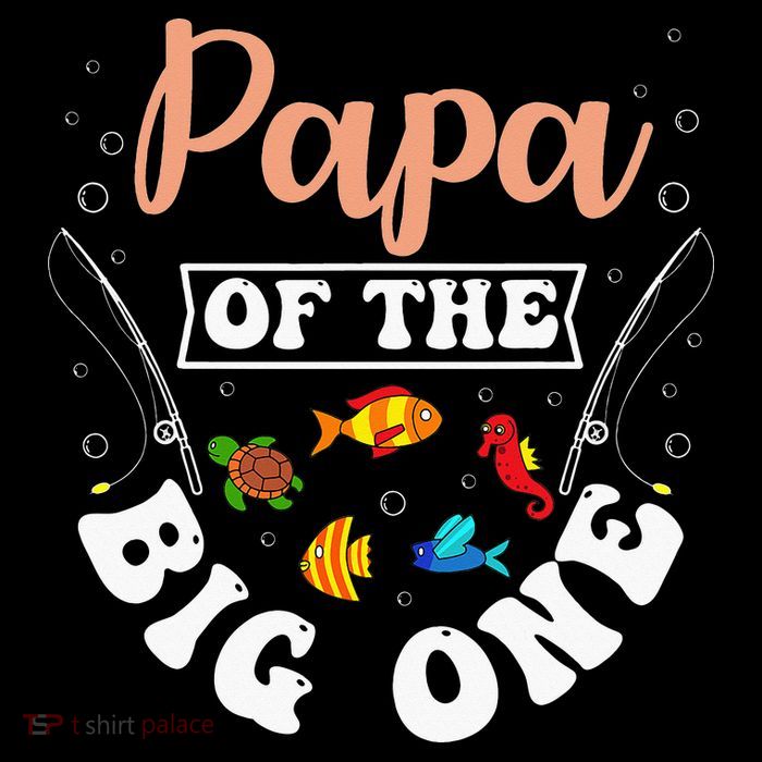 Papa Of The Big One Fishing Birthday Party Bday Celebration Kids T-Shirt