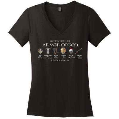 Put On The Full Armor Of God Belt Of Truth Breast Plate Of Women's V-Neck T-Shirt