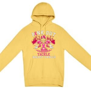 Pin.K Out Tackle Breast Cancer Awareness Football Pin.K Ribbon Premium Pullover Hoodie