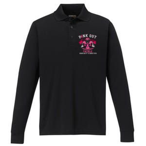 Pin.K Out Tackle Breast Cancer Awareness Football Pin.K Ribbon Performance Long Sleeve Polo