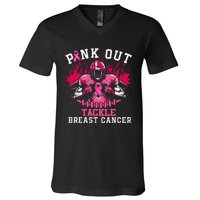 Pin.K Out Tackle Breast Cancer Awareness Football Pin.K Ribbon V-Neck T-Shirt