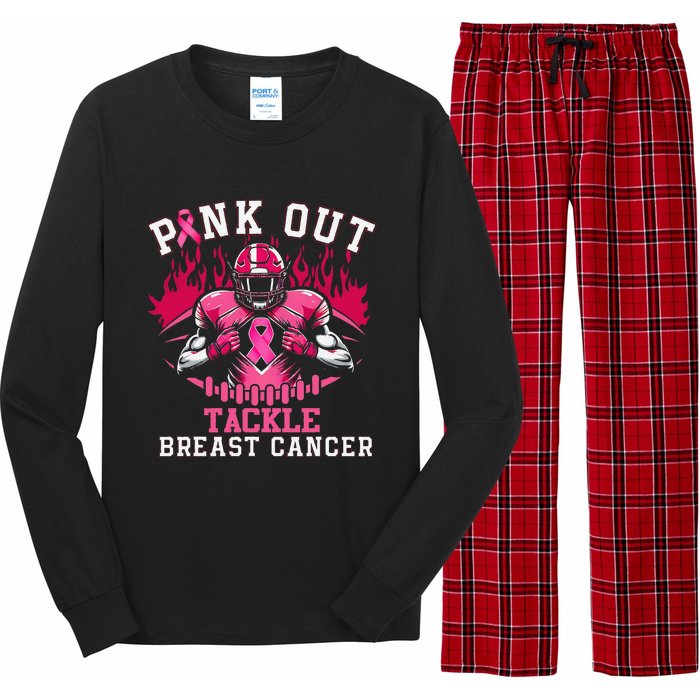 Pin.K Out Tackle Breast Cancer Awareness Football Pin.K Ribbon Long Sleeve Pajama Set