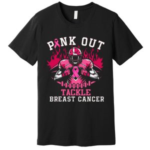 Pin.K Out Tackle Breast Cancer Awareness Football Pin.K Ribbon Premium T-Shirt