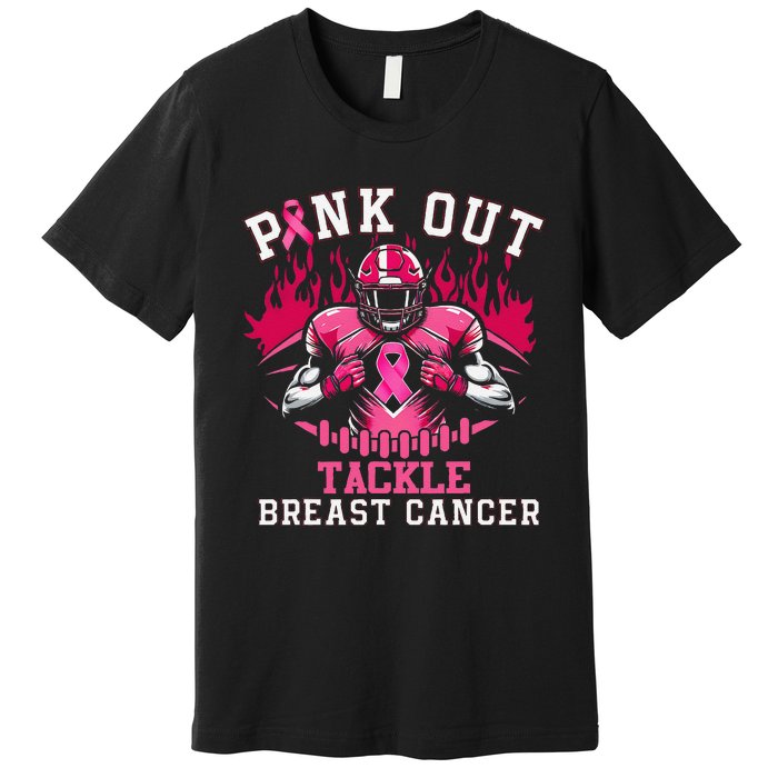 Pin.K Out Tackle Breast Cancer Awareness Football Pin.K Ribbon Premium T-Shirt