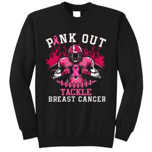 Pin.K Out Tackle Breast Cancer Awareness Football Pin.K Ribbon Tall Sweatshirt