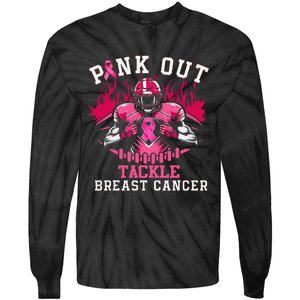 Pin.K Out Tackle Breast Cancer Awareness Football Pin.K Ribbon Tie-Dye Long Sleeve Shirt