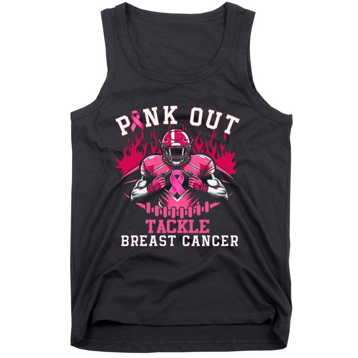 Pin.K Out Tackle Breast Cancer Awareness Football Pin.K Ribbon Tank Top