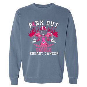 Pin.K Out Tackle Breast Cancer Awareness Football Pin.K Ribbon Garment-Dyed Sweatshirt