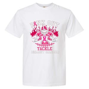 Pin.K Out Tackle Breast Cancer Awareness Football Pin.K Ribbon Garment-Dyed Heavyweight T-Shirt