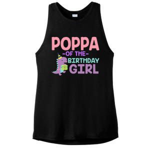 Poppa Of The Birthday For Girl Saurus Rex Dinosaur Party Ladies PosiCharge Tri-Blend Wicking Tank