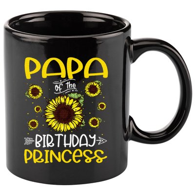 Papa Of The Birthday Princess Sunflower Family 11oz C Handle Ceramic Mug