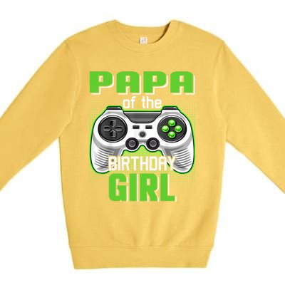 Papa Of The Birthday Video Game Bday Top Gamer Party Gift Premium Crewneck Sweatshirt