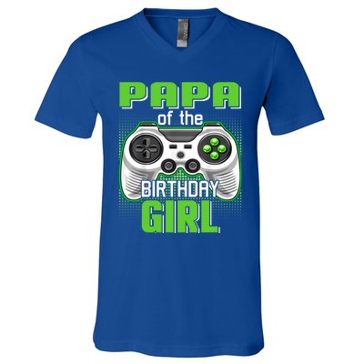 Papa Of The Birthday Video Game Bday Top Gamer Party Gift V-Neck T-Shirt