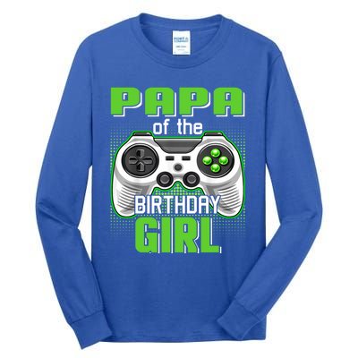 Papa Of The Birthday Video Game Bday Top Gamer Party Gift Tall Long Sleeve T-Shirt