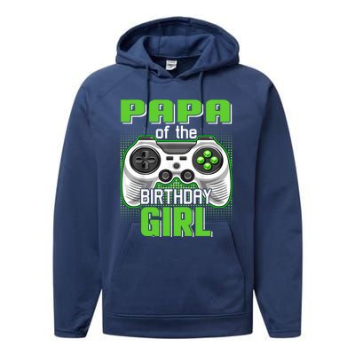 Papa Of The Birthday Video Game Bday Top Gamer Party Gift Performance Fleece Hoodie