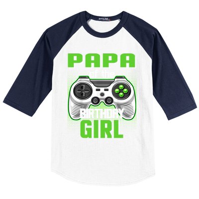 Papa Of The Birthday Video Game Bday Top Gamer Party Gift Baseball Sleeve Shirt