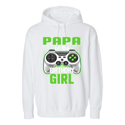 Papa Of The Birthday Video Game Bday Top Gamer Party Gift Garment-Dyed Fleece Hoodie