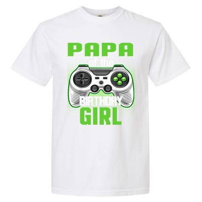 Papa Of The Birthday Video Game Bday Top Gamer Party Gift Garment-Dyed Heavyweight T-Shirt