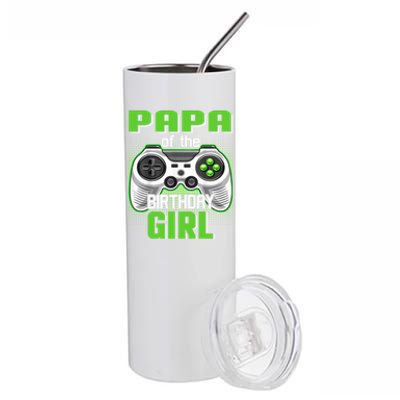 Papa Of The Birthday Video Game Bday Top Gamer Party Gift Stainless Steel Tumbler