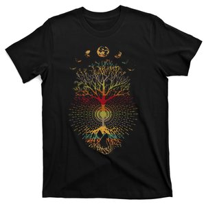 Phases Of The Moon Retro 60s 70s Vibe Tree Of Life T-Shirt